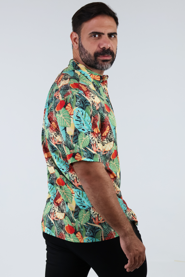 Camisa hawaiana de manga corta para hombre estampado Tropical Para Hombre